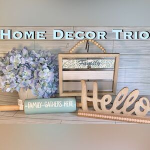Home Decor Trio Set Picture Frame , Decorative Rolling Pin, & Table Top Sign